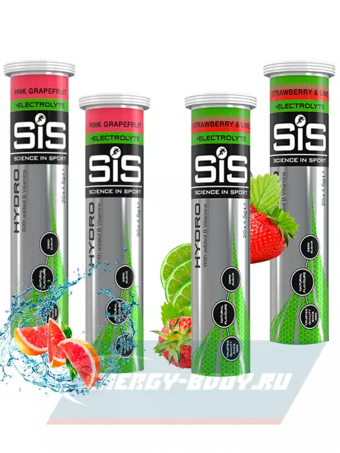  SCIENCE IN SPORT (SiS) GO Hydro Tablet 20s 4 x 20 таблеток, Розовый грейпфрут, Клубника - Лайм
