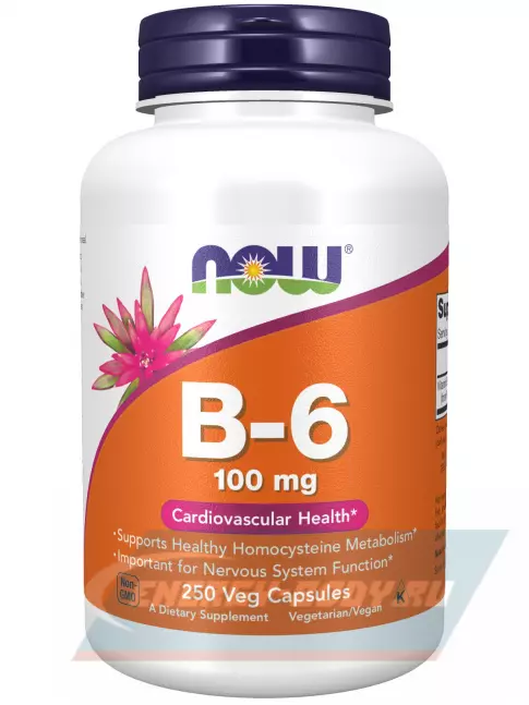 NOW FOODS B-6 100 mg – Витамин Б-6 250 веган капсул