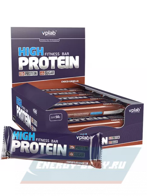 Батончик протеиновый VP Laboratory HIGH PROTEIN BAR FITNESS 20х50 г, Шоколад-Ваниль