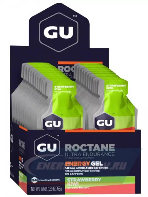 Энергетический гель GU ENERGY GU ROCTANE Energy Gel no caffeine 24 x 32 г, Клубника-Киви
