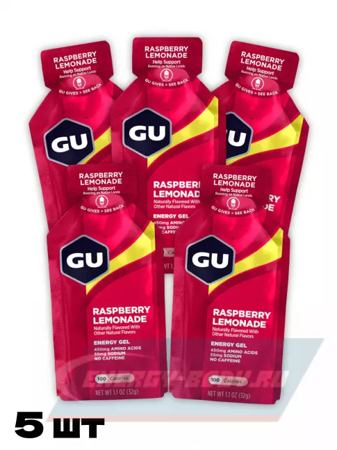 Энергетический гель GU ENERGY GU Original Energy Gel no caffeine 5 x 32 г, Малиновый лимонад