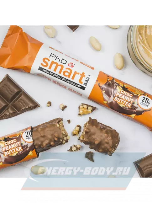Батончик протеиновый PhD Nutrition Smart Bar 64 г, Шоколад с арахисовым маслом