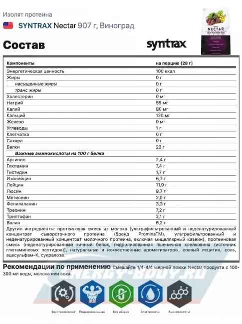  SYNTRAX Nectar 907 г, Виноград