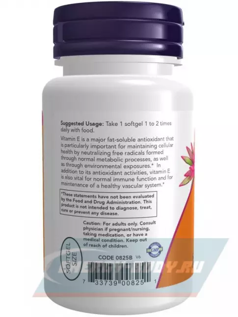  NOW FOODS Vitamin E-200 DA 100 гелевых капсул