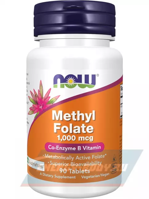  NOW FOODS Methyl Folate 1,000 mcg форма фолиевой кислоты Витамин B9 90 таблеток