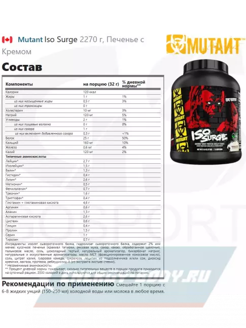  Mutant Iso Surge 2270 г, Печенье с Кремом