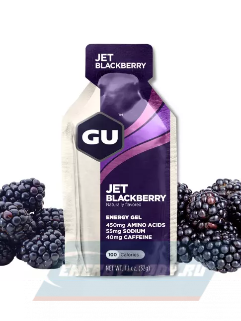 Энергетический гель GU ENERGY GU Original Energy Gel 40mg caffeine 3 x 32 г, Ежевика Джет