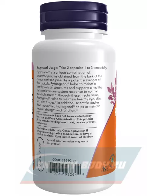  NOW FOODS Pycnogenol 30 mg 60 веган капсул