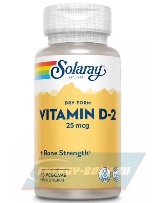  Solaray Vitamin D-2, Dry - 25mcg 60 веган капсул