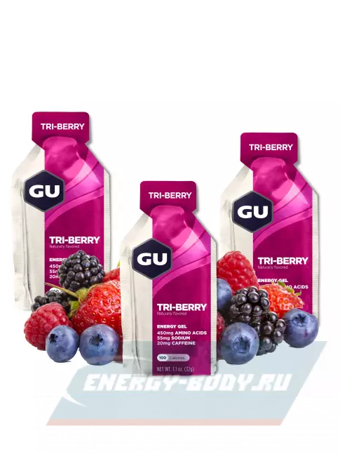 Энергетический гель GU ENERGY GU Original Energy Gel 20mg caffeine 3 x 32 г, Лесные ягоды