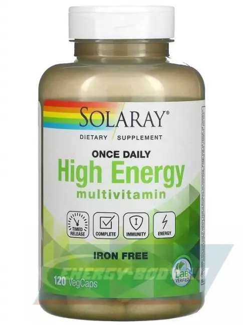  Solaray Once Daily High Energy Multi-Vita-Min 120 вегетарианских капсул