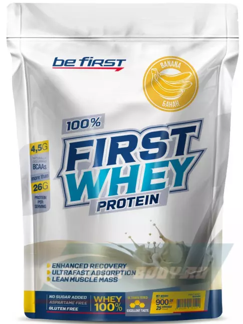  Be First First Whey protein (сывороточный протеин) 900 г + шейкер, Банан