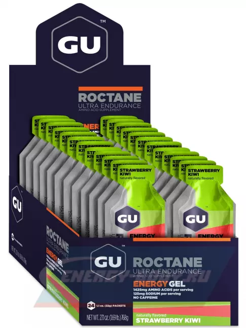 Энергетический гель GU ENERGY GU ROCTANE Energy Gel no caffeine 24 x 32 г, Клубника-Киви