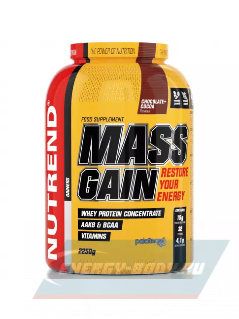 Гейнер NUTREND MASS GAIN 2250 г, Шоколад-Какао
