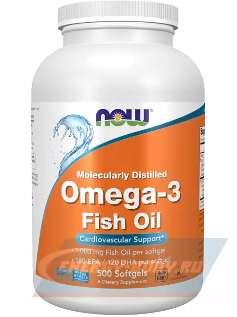 Omega 3 NOW FOODS Omega-3 Fish Oil 1000 mg 500 гелевых капсул