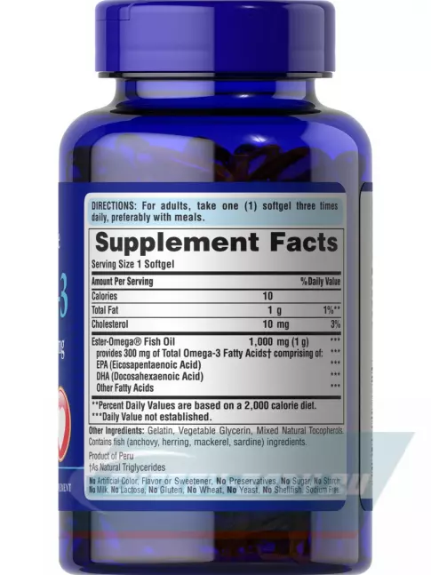 Omega 3 Puritan's Pride Omega-3 Fish Oil 1000 mg 100 капсул Omega 3 Puritan's Pride Omega-3 Fish Oil 1000 mg 100 капсул