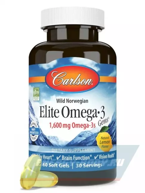 Omega 3 Carlson Labs Elite Omega-3 Gems 60 капсул, Lemon