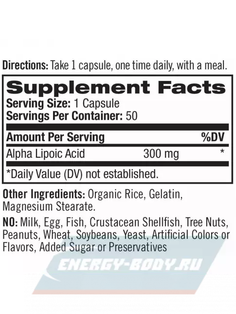  Natrol Alpha-Lipoic Acid 300mg 50 капсул