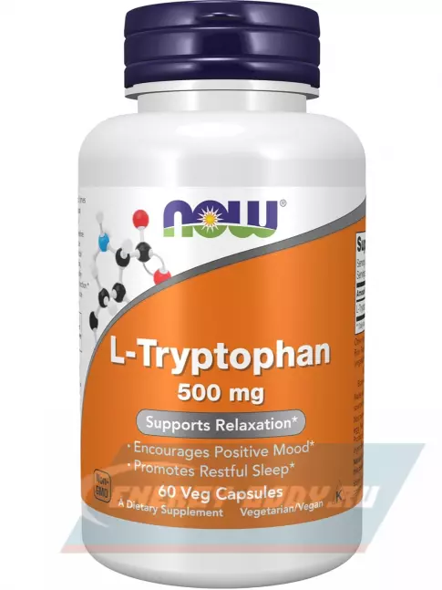 Аминокислотны NOW FOODS L-Tryptophan 500 mg 60 веган капсул
