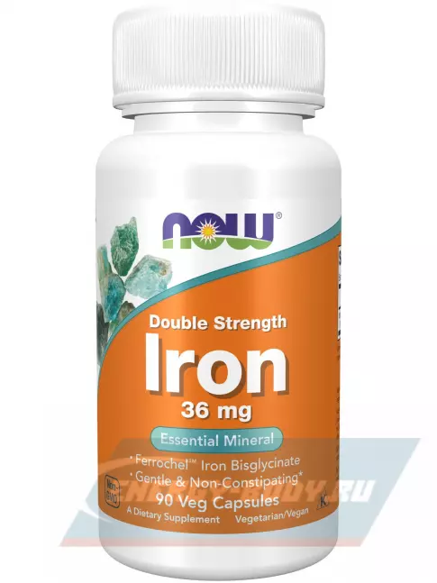 Минералы NOW FOODS Iron 36 mg 90 веган капсул