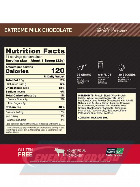  Optimum Nutrition 100% Whey Gold Standard 2270 г, Молочный шоколад