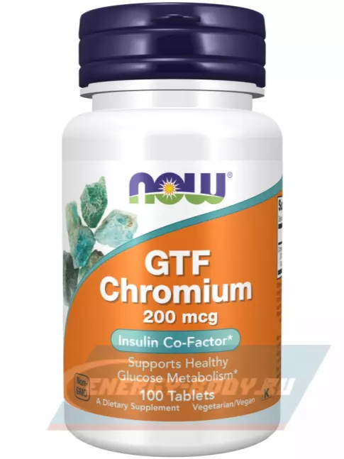 Минералы NOW FOODS GTF Chromium – Хром 200 мкг 100 таблеток