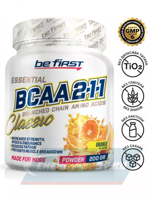 ВСАА Be First BCAA Classic Powder 2:1:1 200 г, Апельсин