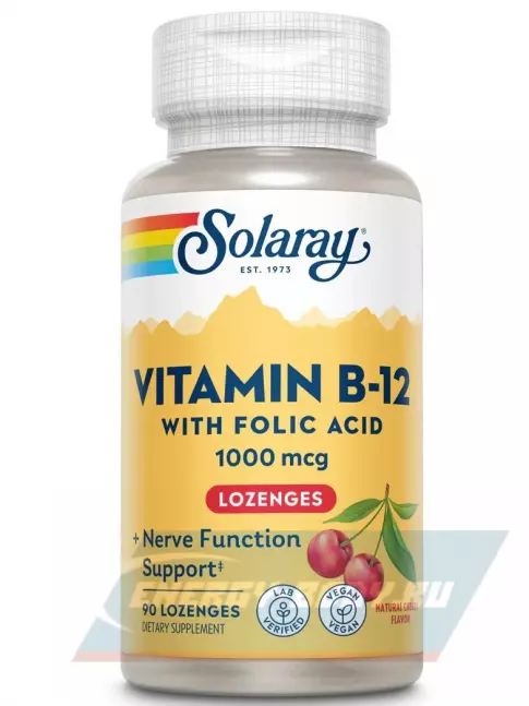  Solaray Vitamin B-12 with Folic Acid 1000 mcg 90 конфет