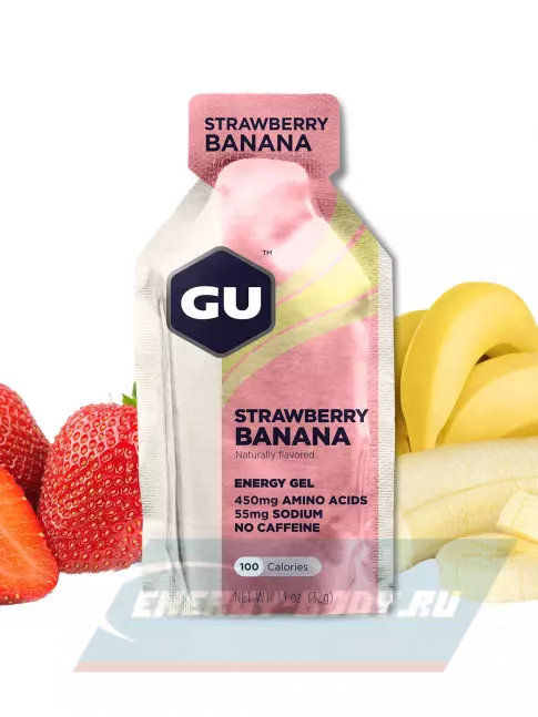 Энергетический гель GU ENERGY GU Original Energy Gel no caffeine 3 x 32 г, Клубника-Банан