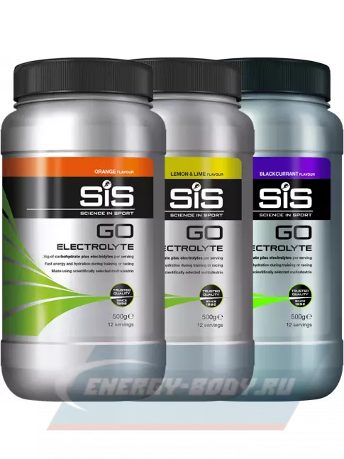  SCIENCE IN SPORT (SiS) GO Electrolyte Powder (ДУБЛЬ) 3 x 500 г, Апельсин, Лимон-лайм, Черная смородина