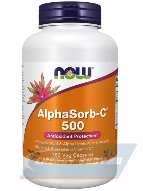  NOW FOODS AlphaSorb-C 500 mg 180 веган капсул