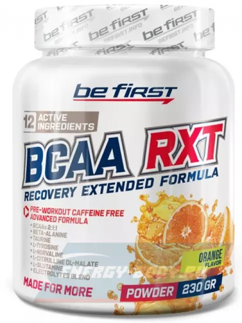 ВСАА Be First BCAA RXT powder 2:1:1 230 г, Апельсин