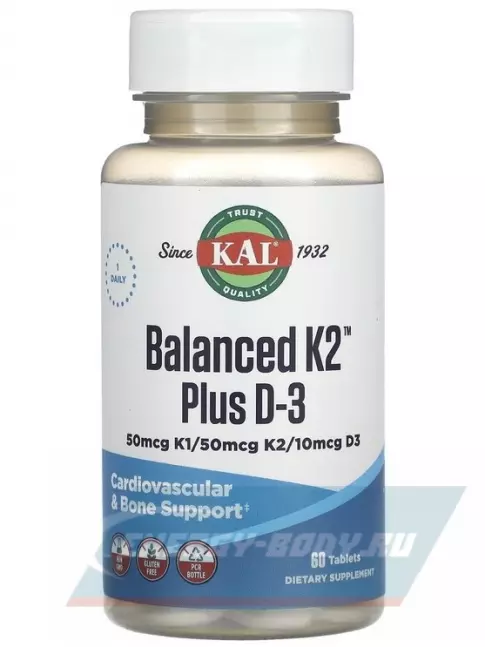  KAL Balanced K2 Plus D-3 100 mcg 60 таблеток