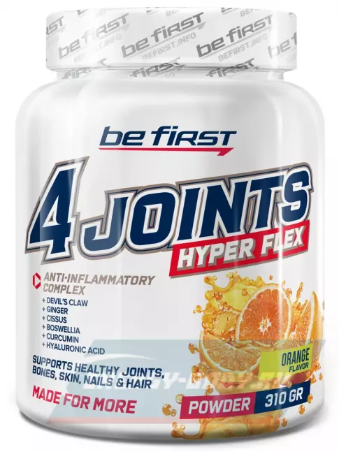 Суставы, связки Be First 4joints Hyper Flex powder 310 г, Апельсин