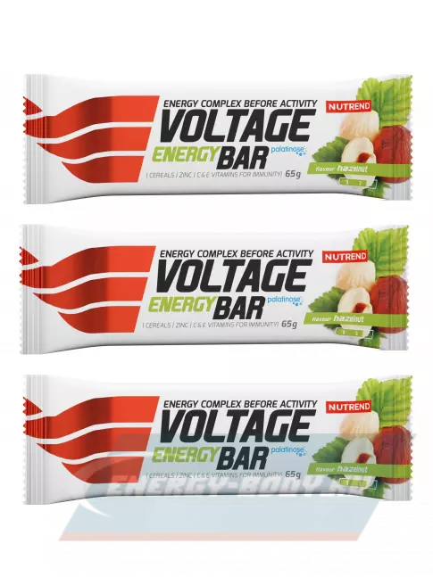 Батончик энергетический NUTREND Voltage Energy bar 3 x 65 г, Лесной орех