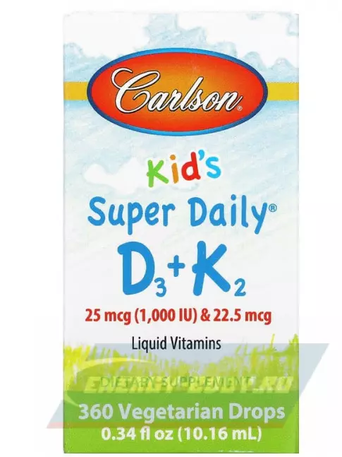  Carlson Labs Kids Super Daily D3 + K2 10,16 мл