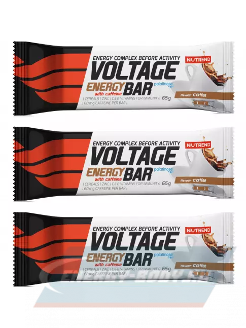 Батончик энергетический NUTREND Voltage Energy bar 60mg caffeine 3 x 65 г, Кофе