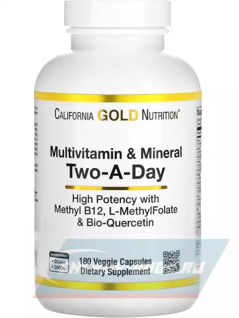  California Gold Nutrition Daily Two-Per-Day Multivitamins 180 веган капсул