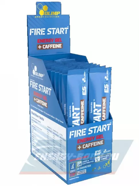 Энергетический гель OLIMP Fire Start Energy Gel + Caffeine 20 x 36 г, Черная смородина