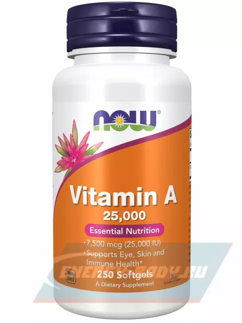  NOW FOODS Vitamin A 25000IU from Fish Liver Oil 250 гелевые капсулы