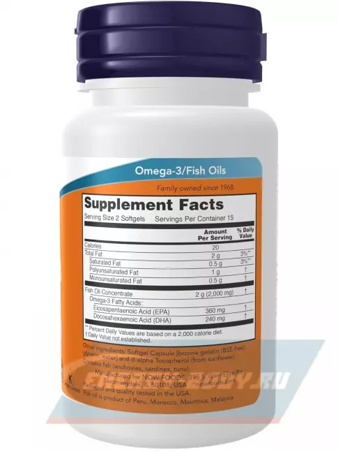 Omega 3 NOW FOODS Omega-3 Fish Oil 1000 mg 30 гелевых капсул