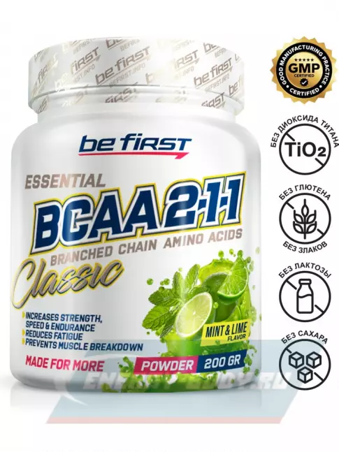 ВСАА Be First BCAA Classic Powder 2:1:1 200 г, Мята - Лайм