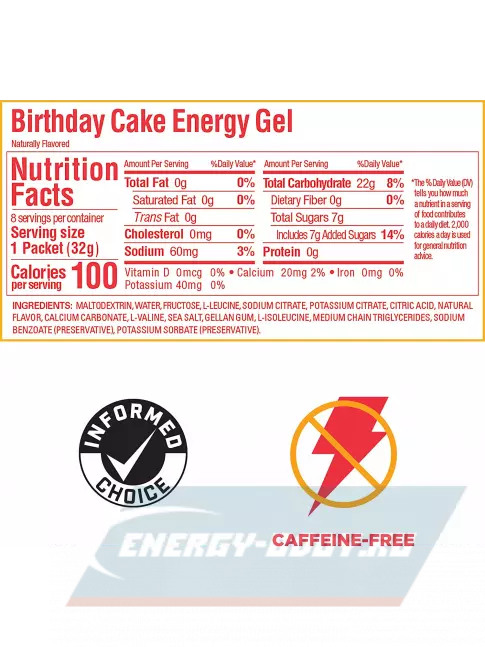 Энергетический гель GU ENERGY GU Original Energy Gel no caffeine 24 x 32 г, Праздничный торт