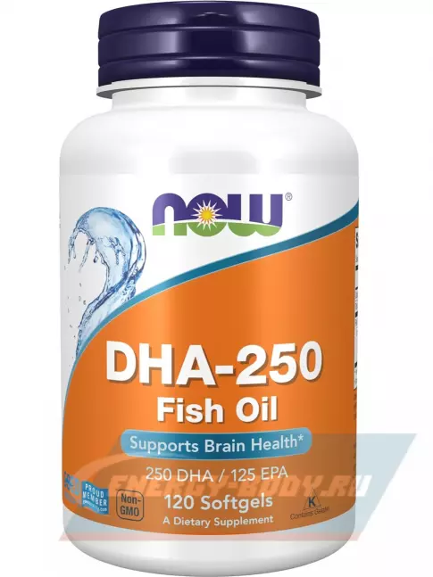 Omega 3 NOW FOODS DHA-250 Fish Oil 120 гелевых капсул