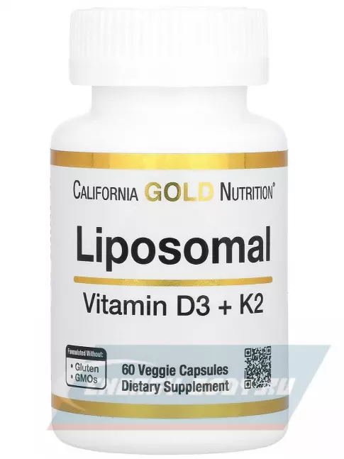 California Gold Nutrition Liposomal Vitamin K2+ D3 60 вегетарианские капсулы