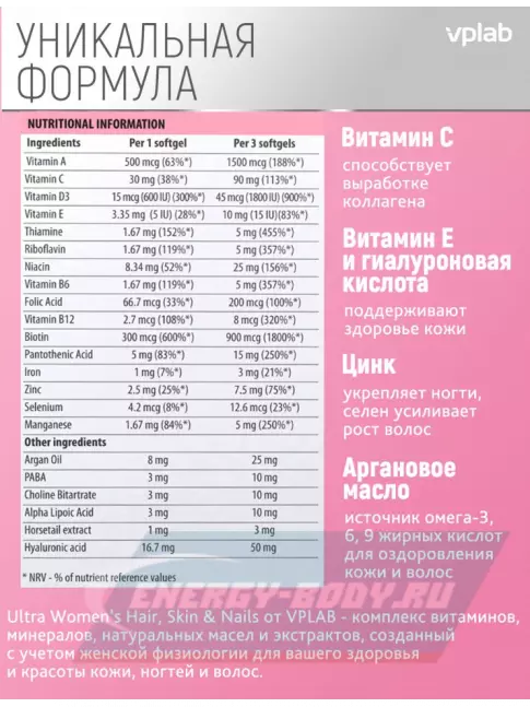  VP Laboratory Ultra Women’s Hair, Skin, Nails 90 капсул
