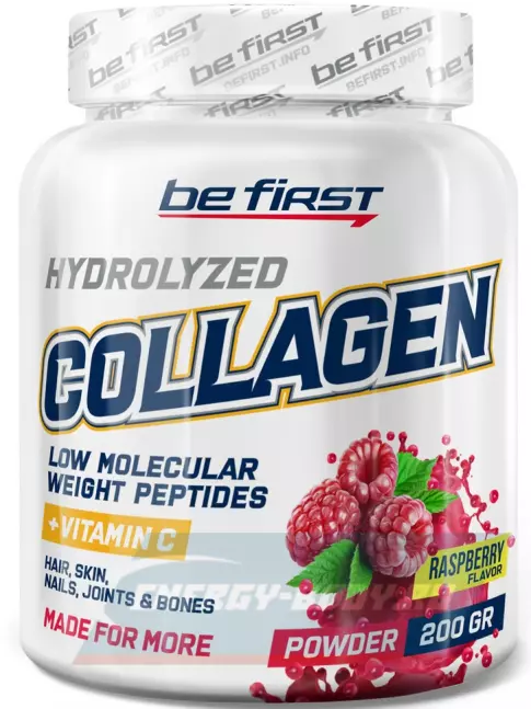 COLLAGEN Be First Collagen + vitamin C powder (коллаген с витамином С) 200 г, Малина