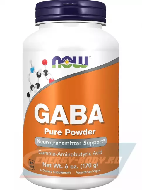  NOW FOODS GABA Pure Powder 170 г, Натуральный