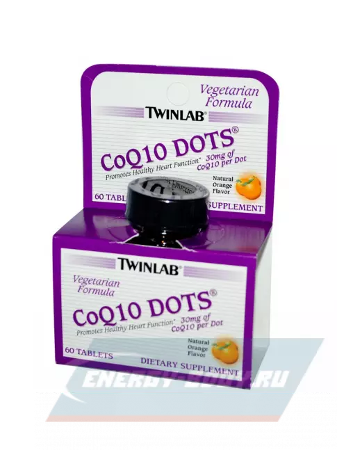  Twinlab CoQ10 Dots 60 таблеток, Апельсин
