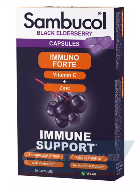  Sambucol CAPSULES Immuno Forte Vitamin C+Zinc 30 капсул